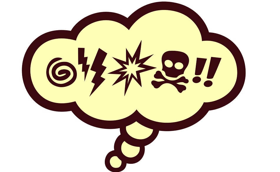 Viñeta con iconos de cómic que hacen referencia a insultos o palabras malsonantes