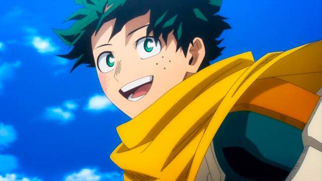 Deku, el protagonista de My Hero Academia, mirando a cámara y sonriendo